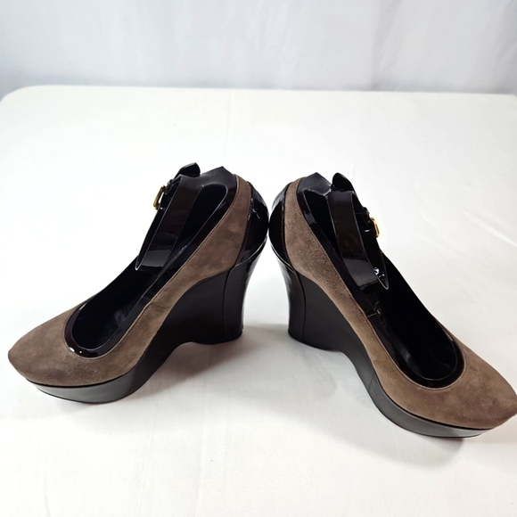Gianmarco Lorenzi Brown Suede Platform Heels Size 37 - Picture 3 of 8